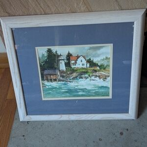 Ian Ramsay Lighthouse Print Signed Matted And Framed